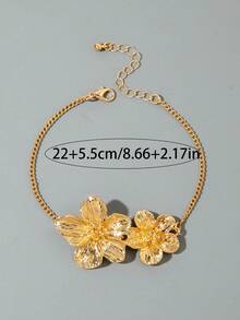 1件波西米亚风锌合金双花脚链，珠宝礼品，适合女性海滩度假 - 29834-G-EP - 查看 7