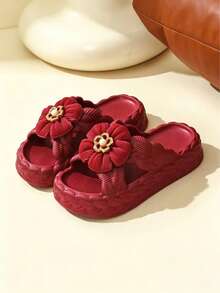 1 Paar süße Blumen Plateau-Pantoffeln, geeignet für Innenräume, Badezimmer, täglichen Outdoor-Gebrauch, bequeme weiche Sohle, rutschfest, vielseitige Sommer-Sandalen - Hausschuhe für Damen - Übersicht 2