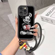 Disney Mickey Mouse Phone Case, Pixel Art Stylized Mickey Character Pattern Protective Soft Cover With Exclusive Mickey Cartoon Pendant Braided Lanyard, All-Inclusive Anti-Drop Shell For IPhone 17, 16, 15, 14, 13, 12, And 11 Pro,Galaxy S22 ,S23,S24,S25 Models. Made Of Durable TPU With Shockproof Protection. A Fun Gift For Family, Friends, Birthdays, Holidays, And Special Occasions. - màu đen - Xem 2