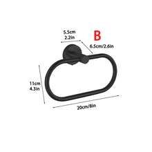 Stainless Steel Towel Rack, Multi-Functional Bathroom Storage Set, Bathroom Towel Rack, Paper Towel Holder, Bath Towel Ring, Hooks. Requires Drilling For Installation. Drilled Installation Is And Secure. Bathroom Storage - Black - View 16