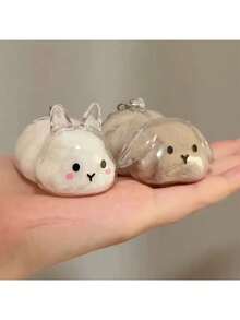 1 Móc khóa trong suốt đựng lông thỏ, Mặt dây chuyền hình thỏ Gashapon kỷ niệm bộ sưu tập lông thú cưng - Nhiều màu - Xem 3