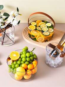 1pc Multi-Function Storage Box, Creative Handheld Basket Ice Bucket, PET Fruit Basket, Highly Attractive Transparent Desktop Storage Bucket - Multicolor - View 1