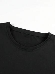 Zrgoth 男士夏季經典 2 合 1 圓領短袖抽繩 T-Shirt，休閒時尚鶴圖案極簡百搭款 - 黑色 - 查看 6