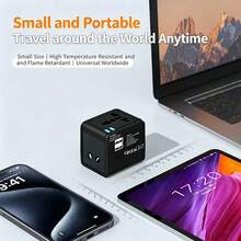 Universal Travel Adapter, Global Travel Converter Plug, 2 USB Ports, Multi-Function USB Adapter - Multicolor - View 7