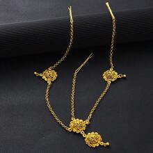 1件金色优雅奢华红色水晶花朵头链，经典简约女士头饰，适合中东日常佩戴、非洲阿拉伯派对、节日、生日、婚礼等场合，优雅饰品，夏季发饰，假日 - 金黃色 - 查看 11
