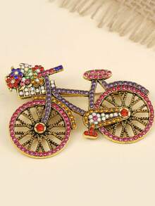 Broche de bicicleta con cristales de strass, creativo, para mujer, de estilo retro y elegante, hecho a mano, con color azul, broche clásico, accesorio de joyería de moda para boda y regalo - Multicolor - Ver 11