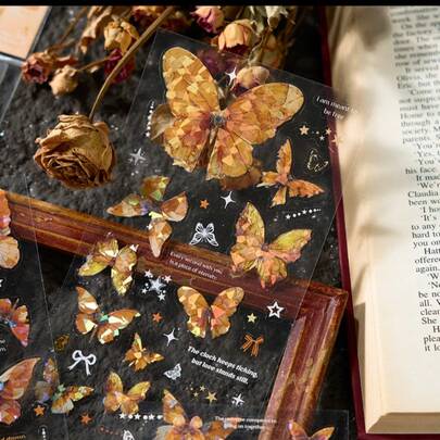 Holographic Butterfly PET Stickers, Laser Iridescent Decals, Shimmering Stickers For Scrapbooking, Journaling & Planners