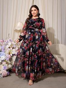 Đầm dài nữ cỡ lớn màu đen họa tiết hoa nhí, cổ tròn, dáng chữ A xếp ly xòe rộng, chất liệu vải dệt, không co giãn, đầm maxi thanh lịch dành cho nữ, hàng mới về, thiết kế thắt eo, thích hợp cho mùa hè, kỳ nghỉ, mặc hàng ngày. - màu đen - Xem 5