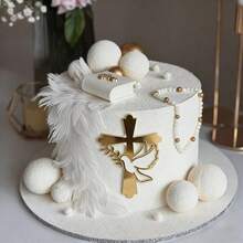 1pc/3pcs/6pcs Gold Acrylic Baptism Cross Cake Topper, Suitable For Birthday Party, Communion, Wedding, Baby Shower And More Occasions - Multicolor - View 2