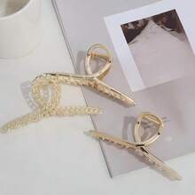 1pc/3pcs Large Metal Hair Claw Clips, Suitable For Thick And Dense Hair, Large Non-Slip Hair Clips With Strong Grip, Fit For Long Hair, Fashion Hair Accessories, Suitable For Women & Girls, Y2K Style, Suitable For School, College, Autumn/Winter, Suitable For Women's Holiday Outfits - Gold - View 22