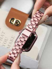 1条玫瑰金不锈钢表带，适用于 38mm、40mm、41mm、42mm、44mm、45mm、46mm、49mm，优雅不锈钢表带，适用于 Series Ultra 11、10、9、8、7、SE3、6、5、4、3、2、1，时尚现代智能手表表带，简约时尚，智能手表配件，手表配件，女士理想礼物，适合户外、旅行、派对等场合。 - 粉色 - 查看 3