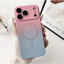 适用于 17 Pro Max、17 Pro、17 Air 的时尚渐变硅胶磨砂磁吸手机壳，也适用于 Apple 17、16、15、14、13、12、11 Pro Max Plus、16E，以及三星 S25 Ultra、S26 Ultra、A37、A57、A56、A55、A16、A17、S25FE。夏季 Apple 17 手机壳，冬季礼物之选。 - 粉紅藍色 - 查看 1
