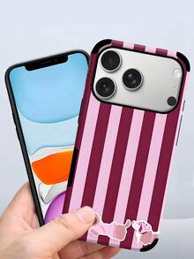 1 pieza Funda protectora de teléfono con estampado de perrito a rayas de colores para fiestas y vacaciones, anti-caída, anti-polvo, impresión colorida y artesanía de parche de cuero, diseño de orificio de altavoz con amplificador de sonido, compatible con iPhone 17PM/16PM/15PM/17/16/15/14/13/12/11, Galaxy S22/23/24, Feliz Navidad y Felices Fiestas Lunares Super Fibra PU - Rojo violeta - Ver 4