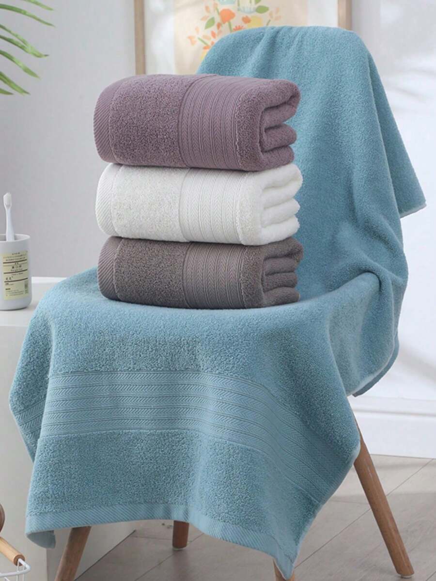 100% Cotton Solid Color Bath Towel, Super Soft & Highly Absorbent, Romantic & Fashionable, Suitable For Family Use, Sold Separately In Different Sizes, Essential For Daily Use, Bathroom, Gym, Hotel, Ideal Gift For Valentine's Day, Mother's Day, Christmas - Multicolor - View 1