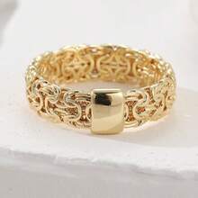 1pc Classic Gold Minimalist Twisted Design Ring, Women's Versatile Jewelry, Suitable For Daily Casual, Party Occasions, Perfect Holiday Gift - Gold - View 3