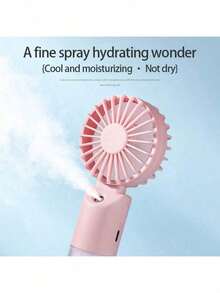Mini Handheld Mist Fan, Portable Electric Fan, 2-Speed Adjustable, 500mAh Battery, Summer Desktop Fan, Humidifying Cooling, Suitable For Indoor Outdoor Camping, Student Rechargeable Fan, Back To School - Handheld - View 4