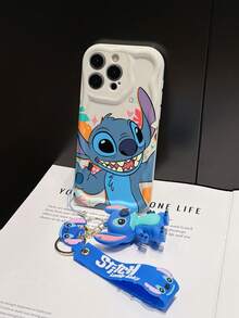Disney Has Authorized, Phone Case - Chain Set, The Stitch Lilo & Stitch Phone Case Plus A Silicone 3D Or Fluffy Style Stitch Bracelet With Metallic Ring Removable Bracelet, Stitch And Angel Pattern, Compatible With Iphone 17/16/15/14/13/12/11/XS/XR/X Plus Pro Max, Wavy Design Phone Case For Girl, A Stylish Cartoon Summer Phone Case, The Perfect Gift Choice, Phone Protection, Durable Phone Cover, Great Gift For Friends And Family - 白色款式A - 查看 4