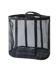 Mesh Laundry Basket With Handles, Foldable Pop-Up Laundry Hamper With Large Side Pocket, Suitable For Room, Dorm, RV, Cruise, Grey Closet Storage Basket, Essential For Bedroom, Dorm Clothes Storage Bag, Storage Box, Laundry Bag, Washing Machine Cover, Laundry, Bathroom, Travel, Can Store Dirty And Clean Clothes, Bras, Dorm Essentials, Wardrobe Storage - beraneka warna - View 13