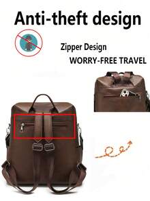 [Retro Texture . Multi-Use] Genuine Leather Women's Backpack, Korean Style Casual Tassel Backpack, Fashionable Commuter Travel Laptop Bag For Diverse Scenarios Such As The Workplace, Campus, And Travel, Effortlessly Creating A Sophisticated Atmosphere. Comfortable Shoulder Straps Reduce Burden - Multicolor - View 6
