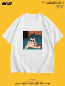 New Summer 2026 Collection, Cartoon Fun Creative Pattern Round-Neck T-Shirt, Pure Cotton Summer Fashion Short Sleeve, Casual Everyday Outing Style Top, 100% Cotton, Sizes S–7XL, Ships Within 24 Hours - trắng - Xem 8