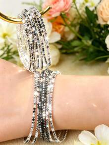 20条/套 闪亮水钻弹力手链 女士可叠戴弹力手链 白色黑色耀眼超细混合珠宝配饰 日常派对运动礼物 - 水鑽手鍊 - 查看 7