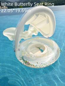 Transparent Butterfly-Shaped Inflatable Swimming Ring With Detachable Sunshade, Swimming Pool Seat, Outdoor Water Toy, Pool Float - Multicolor - View 8