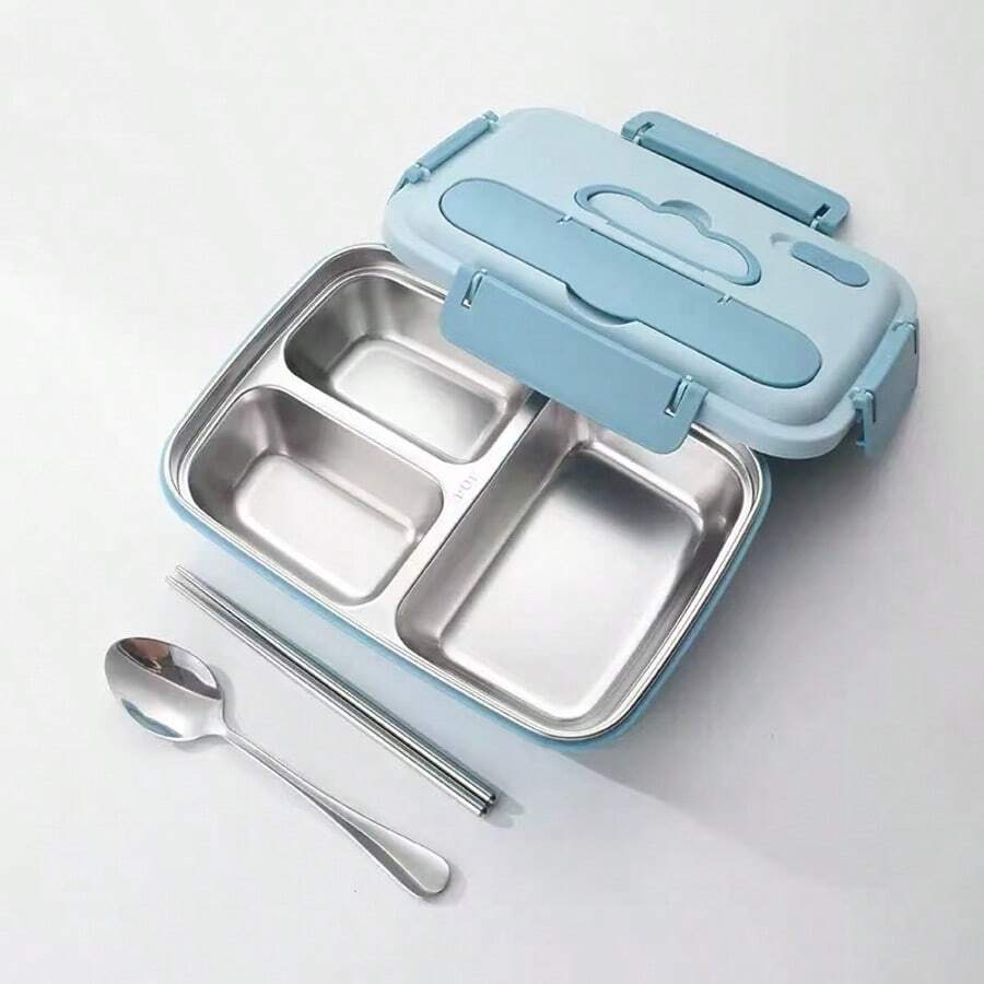 Hộp cơm trưa hình chữ nhật bằng thép không gỉ, có chức năng mở nắp bằng tay, được làm từ chất liệu PP, tiện lợi để mang theo bữa trưa. - Nhiều màu - Xem 1