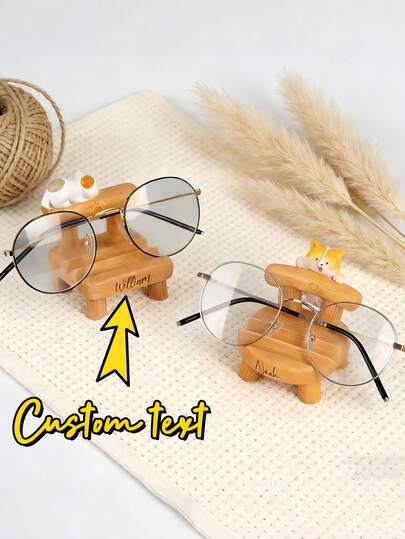 Personalized Custom Cat And Dog Shaped Eyeglass Frames, Personalized Chair-Shaped Stand, Customizable With Exclusive Names, Fits Most Glasses, Scratch-Resistant Design, Desk Accessory, Can Also Hold A Phone, Cute Shaped Stand, The Best Choice For Giving To Best Friends, Parents, Lovers, Yourself, Classmates, And Colleagues.