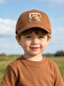 1 pieza Gorra de béisbol para niños con etiqueta falsa de dinosaurio, gorra de unicolor con protección solar, adecuada para protección solar al aire libre y uso casual diario - Kapibala - Ver 5