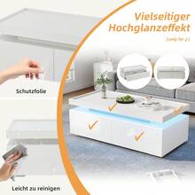 95*45*35cm Coffee Table / Modern Minimalist Table / Coffee Table With 2 Drawers / High-Gloss Sofa Table / Load Capacity 50 Kg / Suitable For Living Rooms, Offices And Apartments - White - View 7