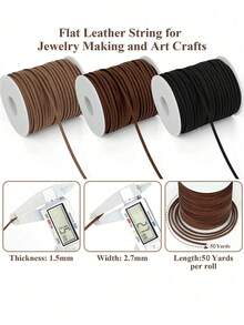 1 Roll 1800 Inch Floral Deer Velvet Velvet Beaded Leather Ribbon, Gift Box Decor Flower Bouquet Ribbon, Handmade DIY Necklace Bracelet Craft Supplies - Beading Cord - 1800 Inches - View 3