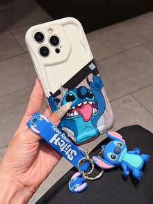 Disney Has Authorized, Phone Case - Chain Set, The Stitch Lilo & Stitch Phone Case Plus A Silicone 3D Or Fluffy Style Stitch Bracelet With Metallic Ring Removable Bracelet, Stitch And Angel Pattern, Compatible With Iphone 17/16/15/14/13/12/11/XS/XR/X Plus Pro Max, Wavy Design Phone Case For Girl, A Stylish Cartoon Summer Phone Case, The Perfect Gift Choice, Phone Protection, Durable Phone Cover, Great Gift For Friends And Family - 白色款式A - 查看 2