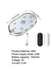 1pc Touch Control Car Ceiling Light, One-Key Lighting For Interior Space, Multi-Function LED Light Source, USB Charging Design, Easy Installation Without Wiring, Compact And Portable - Multicolor - View 9
