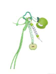 1pc Apple Cute PU Braided Rope, Mushroom, Bell, TEACH Letter, Heart Keychain, Backpack, Car Key Chain Accessory, Teacher's Day Gift Gifts For Mother, Father, Graduation, And Teacher - Multicolor - View 13