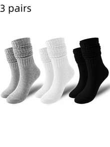 1/3/6 Paar Damen Socken in Große Größen aus Wollmischung, Kniestrümpfe, warm & bequem gestrickt, lässige lange Socken, Beinwärmer für Herbst/Winter - Verschiedenfarbig - Übersicht 2