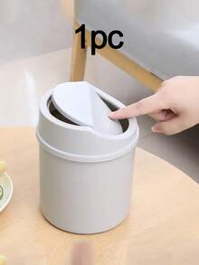 1個迷你垃圾桶，附蓋小型垃圾桶，桌面垃圾桶，塑膠桌面廢紙籃，搖蓋設計防止異味洩漏，適用於浴室、居家辦公桌裝飾、咖啡桌、辦公室、客廳、書房 - 多色 - 查看 10