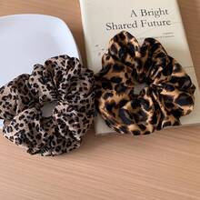 2pcs Elegant Retro Polka Dot & Leopard Print Fabric Scrunchies, Soft Elastic Hair Ties Suitable For Daily & Home Wear. Fashionable Ponytail Accessories With Classic Vintage Charm, Ideal For Wedding, Home Decor, Beauty Storage - Multicolor - View 14