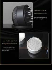 51mm/53mm/58mm Stainless Steel Powder Shaker With Coffee Fabric Powder Puff And Base, Coffee Powder Dispenser - Multicolor - View 6