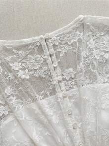 Conjunto de dos piezas elegante y transparente de estilo bohemio para vacaciones en la playa - Blanco - Ver 2