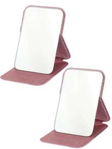 4pcs Folding Makeup Mirror, Portable Handheld Mirror, Minimalist, Suitable For Dorm Desk, Room Decor, Vanity, Bedroom, Makeup Accessories, Mini Mirror, Christmas Gift, Cosmetics, Makeup Tools, Women Gift, Travel Essential, Back To School - Multicolor - View 41