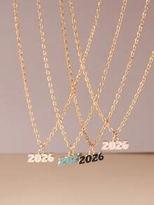 1 pieza Collar versátil y de moda con colgante con número de año 2026, cadena para la clavícula de mujer - Año número 2026 - Ver 8