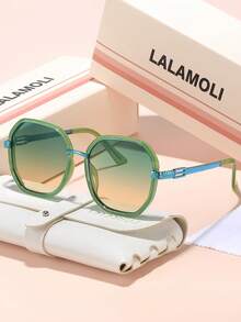 LALAMOLI Round Full-Frame Fashion Glasses, Elegant Women's Summer Beach Street Photography Props, Gradient Color, Holiday Gift - Multicolor - View 14