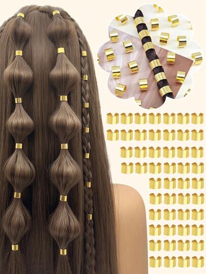 50pcs Alloy Braiding Mixed Set, Simple Style Hair Dreadlock Accessory Braid, Hair Rings Cuffs Clips For Dreadlock Accessory Jewelry Decorations