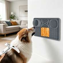 All In One Silicone Dog Slow Feeder Licking Mat, Multi-Area Puzzle Slow Eating Pad With Water Bowl, Non-Slip Suction Base Pet Distraction Toy For Bath Grooming Training - Multicolor - View 2