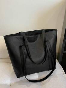 Bolso de mano de gran capacidad para mujer, nueva llegada de bolso de hombro versátil y de moda para ir al trabajo - Negro - Ver 9