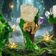 Đồ trang trí bằng pha lê thủ công thuộc bộ sưu tập Forest Series, làm từ thạch anh trong suốt tự nhiên/vàng anh đào/fluorite xanh/thạch anh tím, tượng rêu trang trí bàn thờ phong cách Boho Witchy cho nhà cửa. - nhiều màu - Xem 7