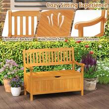 107cm Garden Storage Bench 2 Seat Patio Loveseat 125L Storage Box Outdoor - Default - View 1