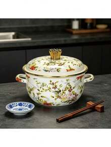 1 nồi tráng men, nồi nấu canh hai quai, nồi hầm có nắp, chống dính, thích hợp cho bếp ga và bếp từ. - Xem 10
