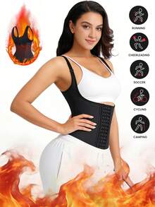 1pc New Women's Summer Breathable Sauna Waist Trainer Vest, Fitness Training Waist Belt, Sweat-Wicking Slimming Women's North Boundary, Neoprene Tight Waist Cincher With 4 Rows Of Hooks, Suitable For Weight Loss, Fitness, Yoga And Running - Black - View 5