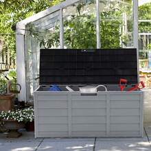 290L Large Garden Tool Storage Box, Plastic Tool Box, Lockable With Strong Hinges, Suitable For Tool Organization In Yard/Garden/Storage Area - 112CMx49CMx54CM-black Lid - View 8